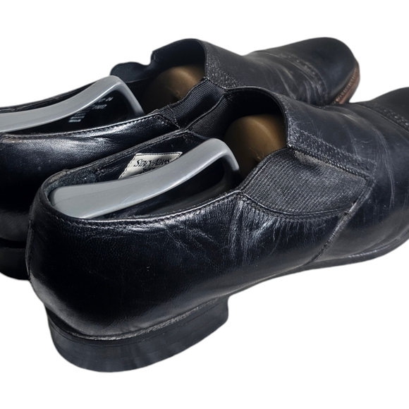 Madison Cap Toe Slip On Shoes/Black Leather Dress Shoes 10.5D - Picture 4 of 10